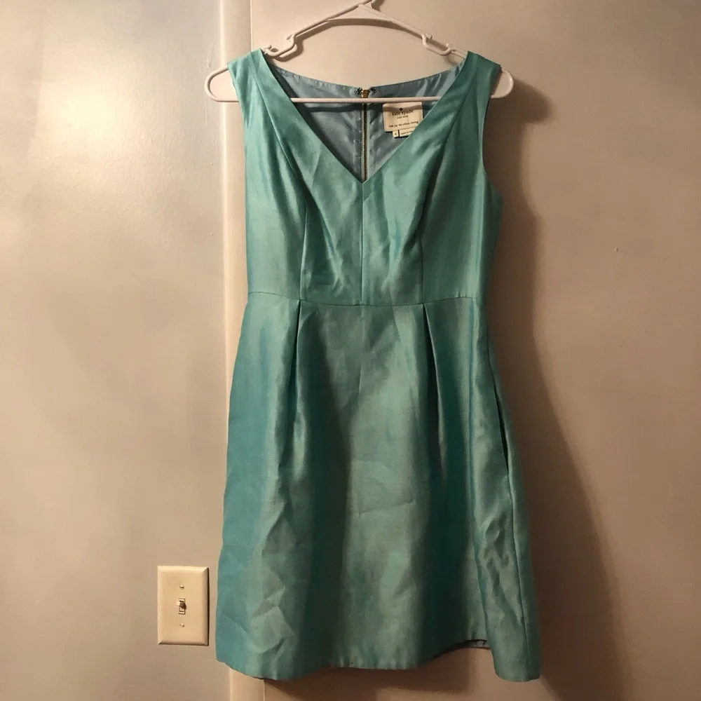 Kate Spade Susannah Blue V-Neck Sleeveless Fit-and-Flare Dress